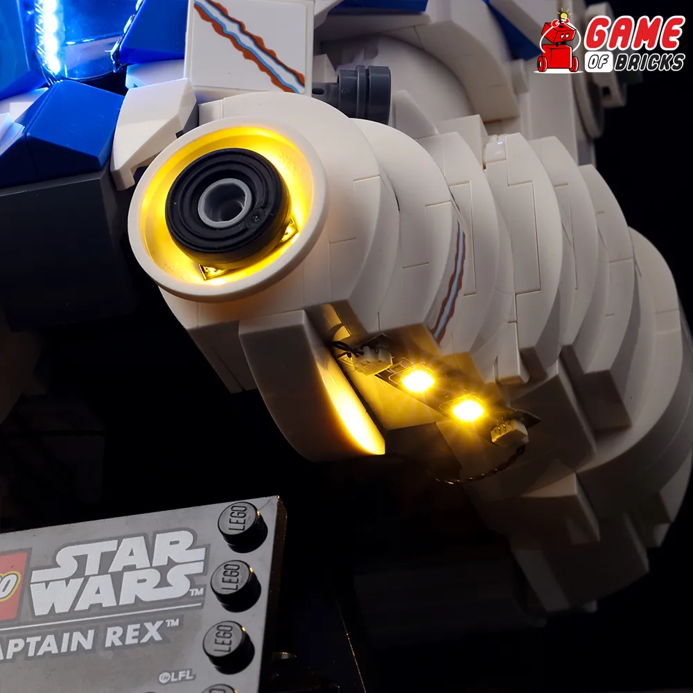 Game of Bricks classic variant installed on LEGO Captain Rex helmet