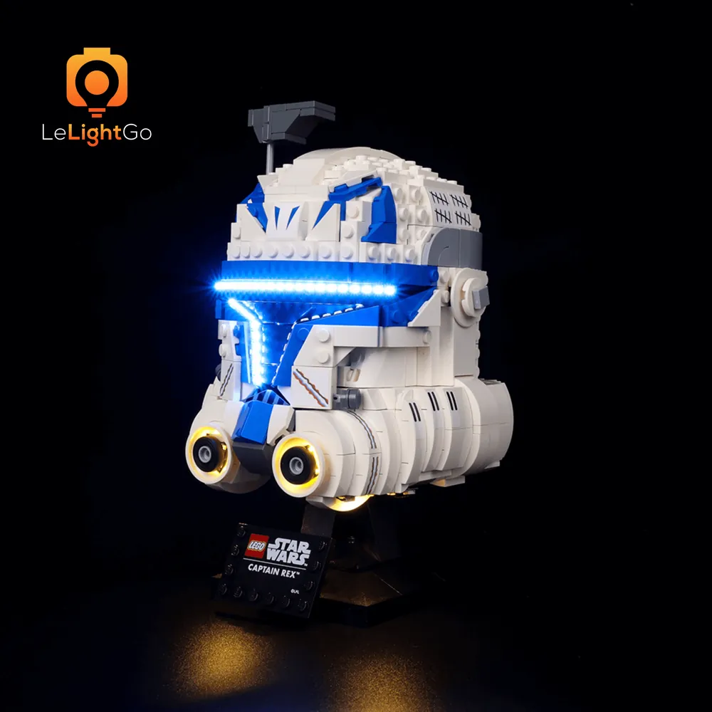 LeLightGo classic variant installed on LEGO Captain Rex helmet