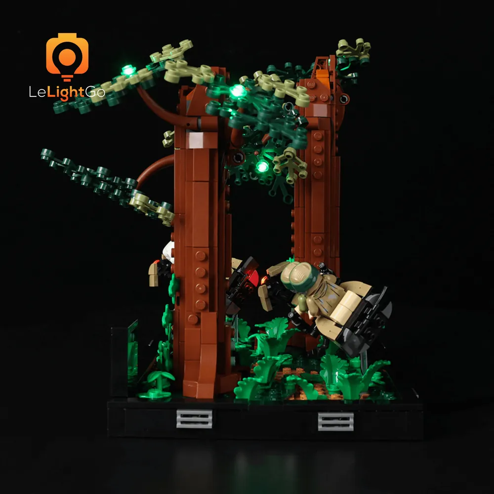 LEGO Endor diorama with LeLightGo lights for a subtle effect