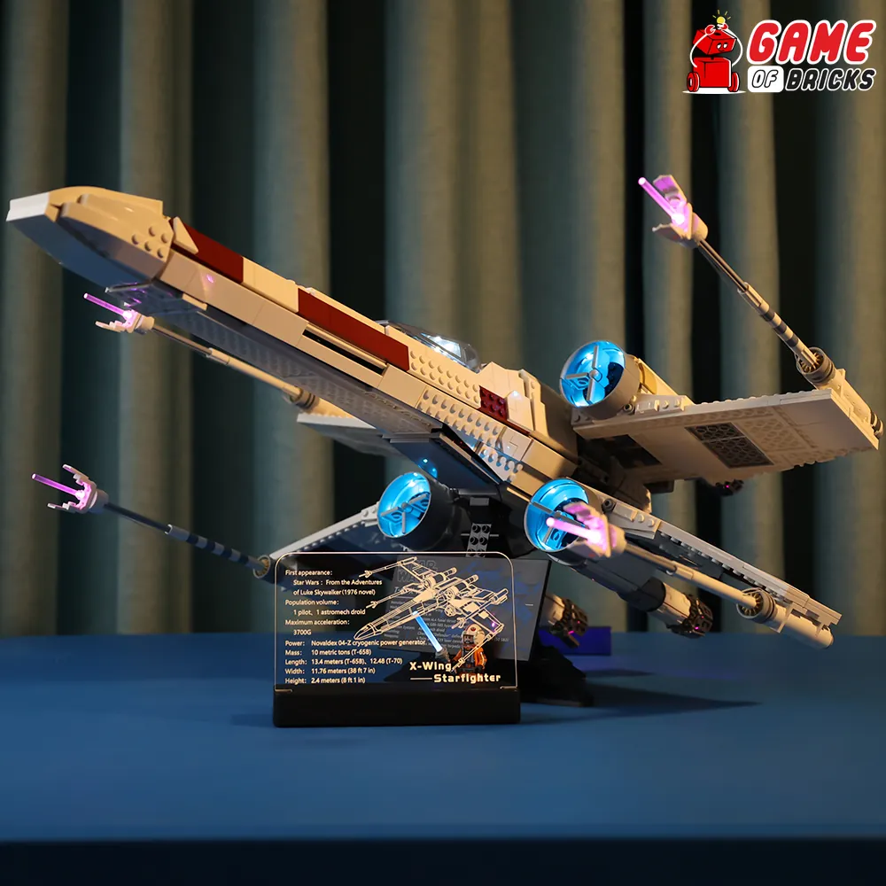 Game of Bricks LED nameplate lighting for LEGO UCS X-Wing Starfighter 75355