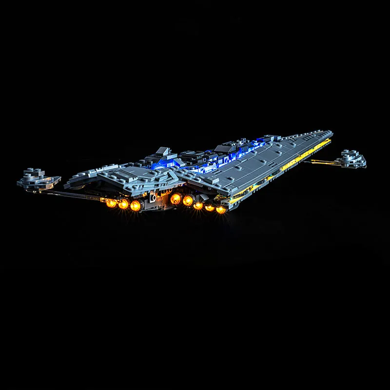 BrickBling LED installation on LEGO 75356 Executor highlighting command bridge and engines