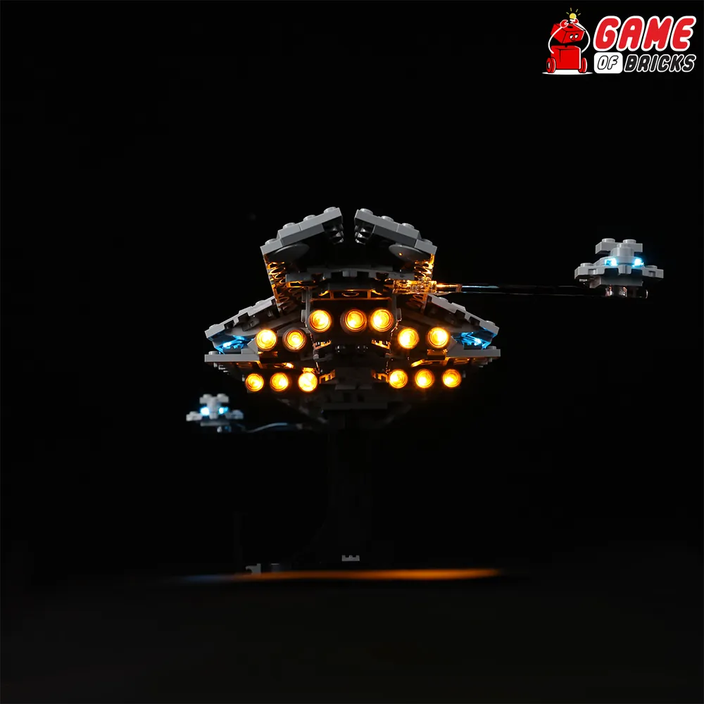 Game of Bricks installation on LEGO Executor Super Star Destroyer showing engine lighting