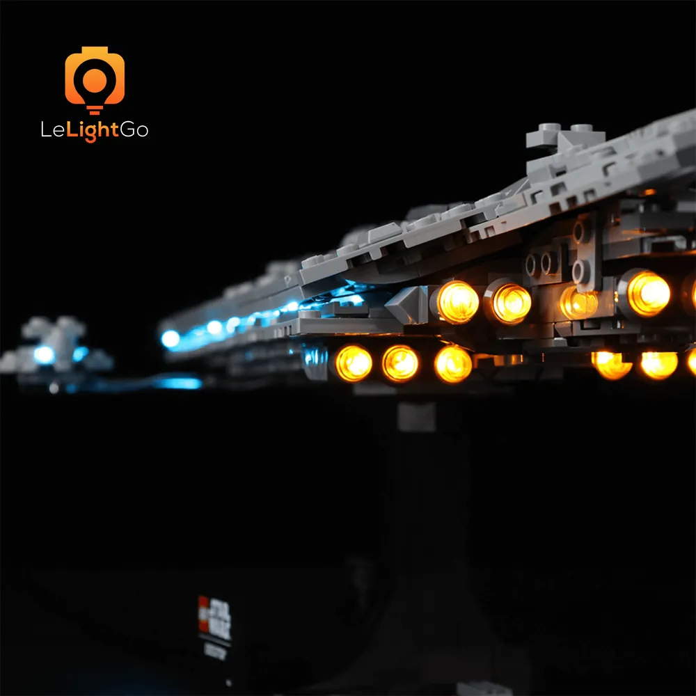 LeLightGo LED installation on LEGO 75356 Executor with micro-LEDs on the bridge