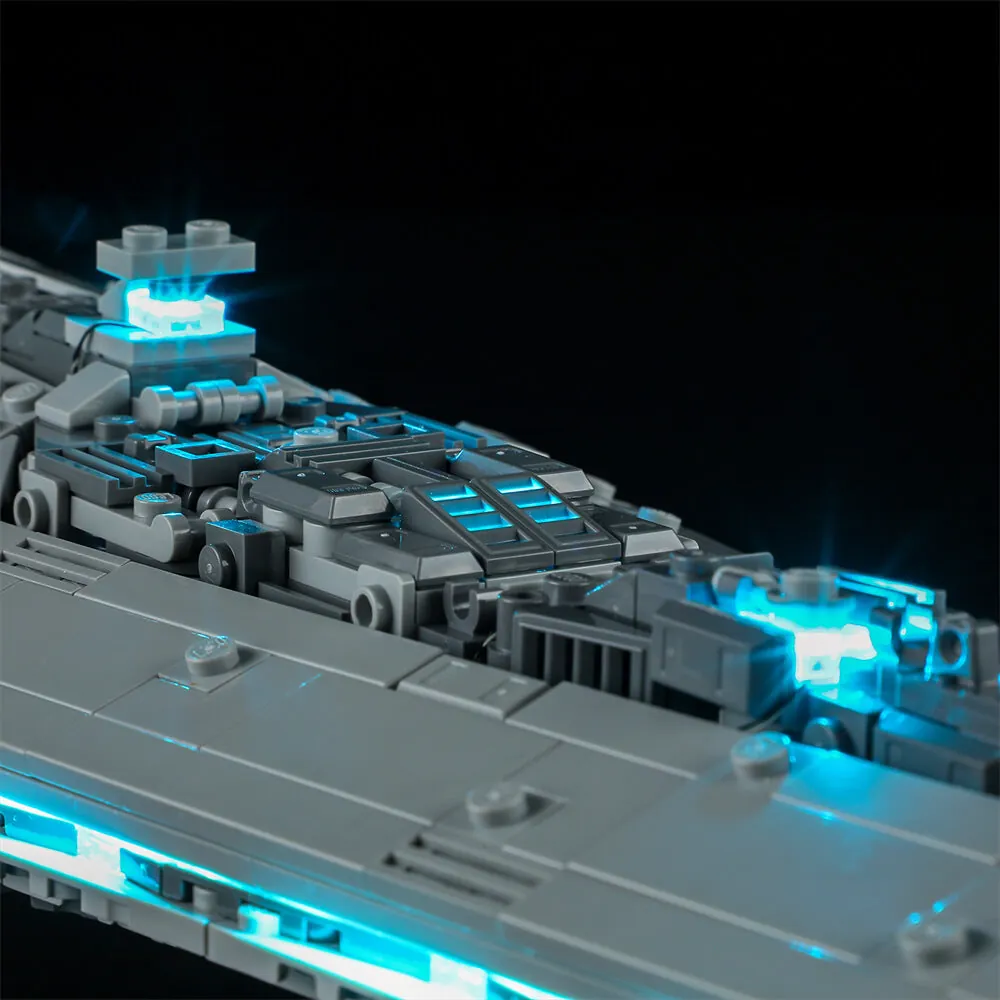 Lightailing LED installation on LEGO 75356 Executor focusing on engines and reactor