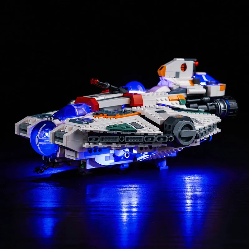 BrickBling LED kit for LEGO Ghost and Phantom II 75357 showing concealed micro LEDs on the starship hull