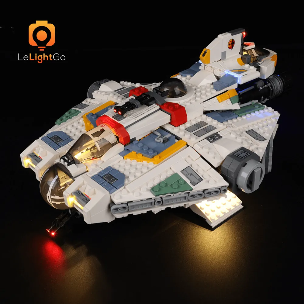 LeLightGo LED kit for LEGO Ghost and Phantom II 75357 highlighting micro LEDs in the starship interior