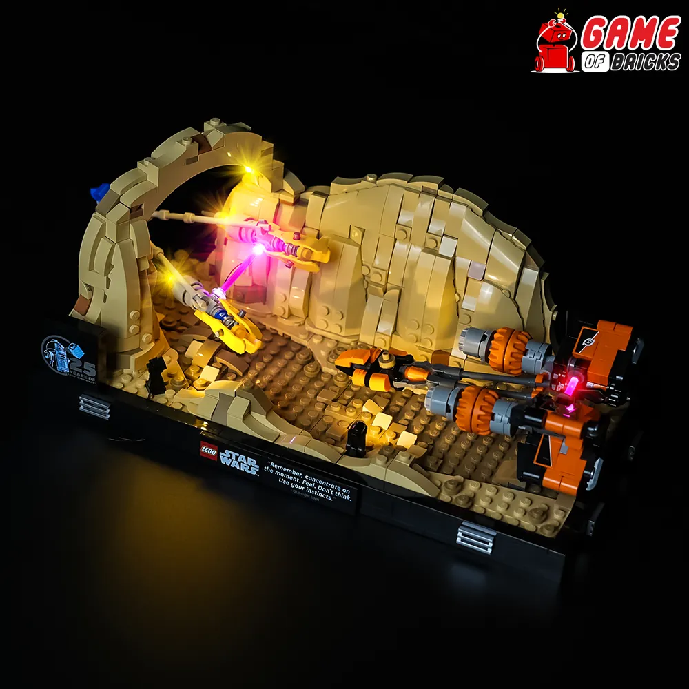 Game of Bricks lighting setup for LEGO 75380 desert scene