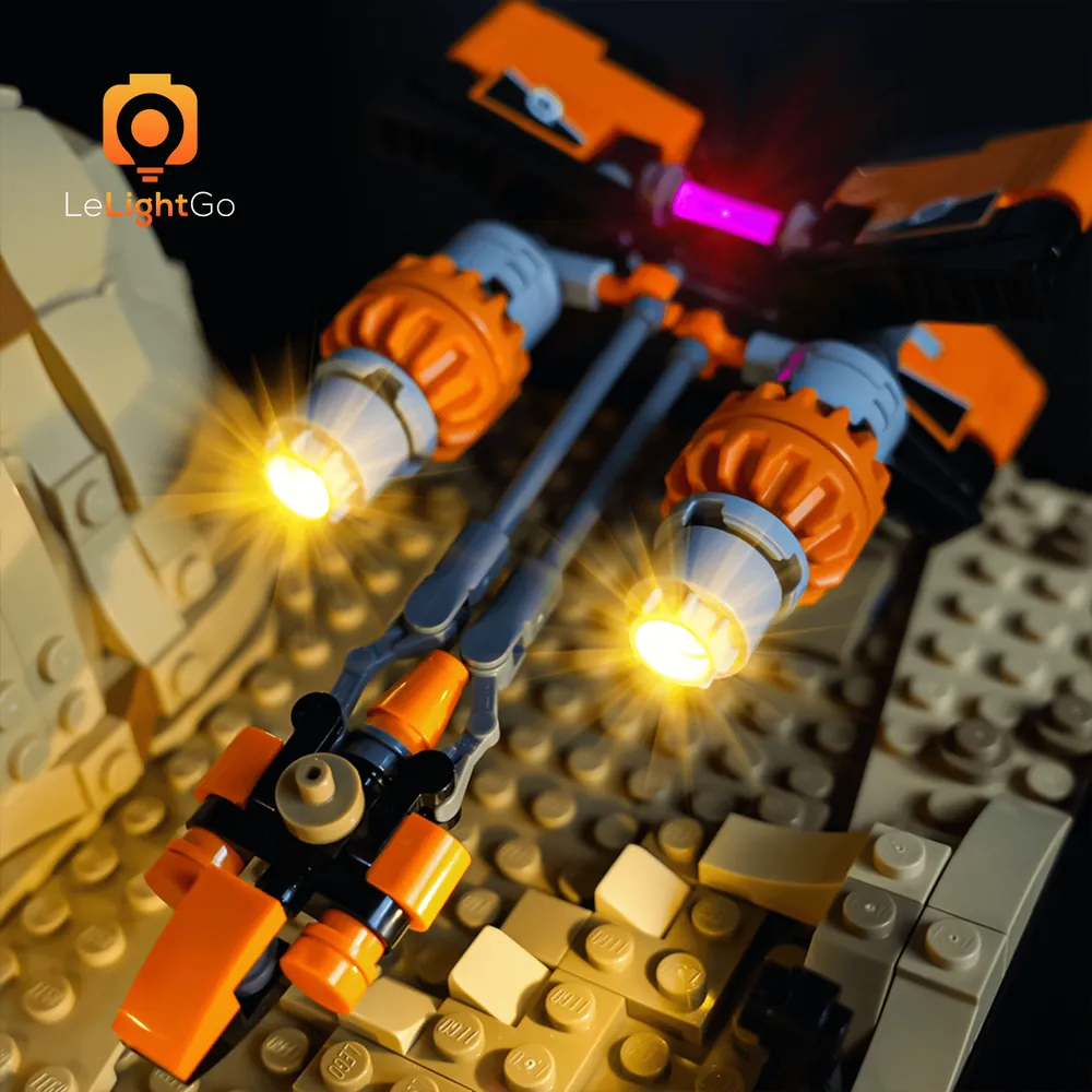 LeLightGo LEDs installed on LEGO 75380 Mos Espa scene