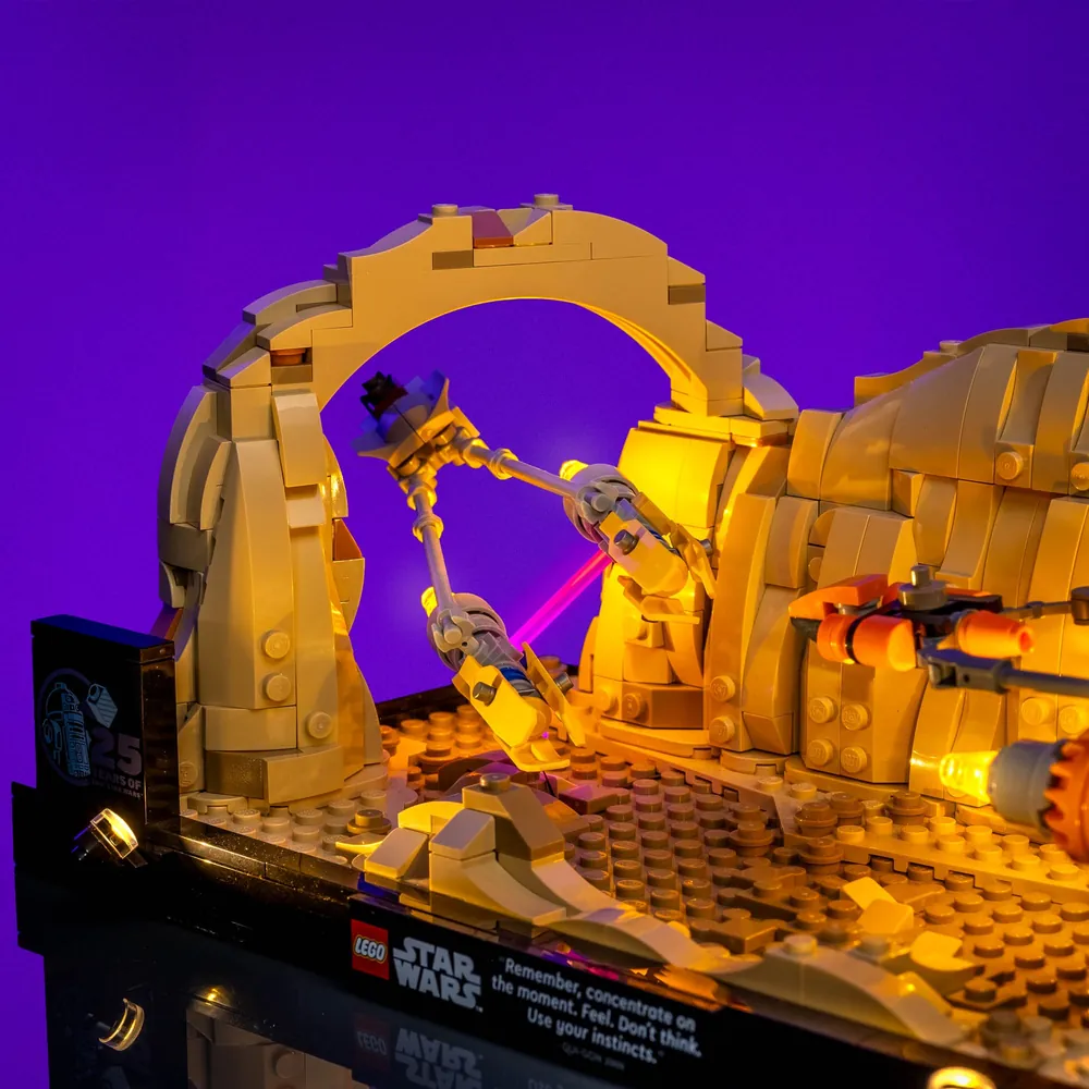 LightMyBricks lighting effect on LEGO 75380 desert diorama