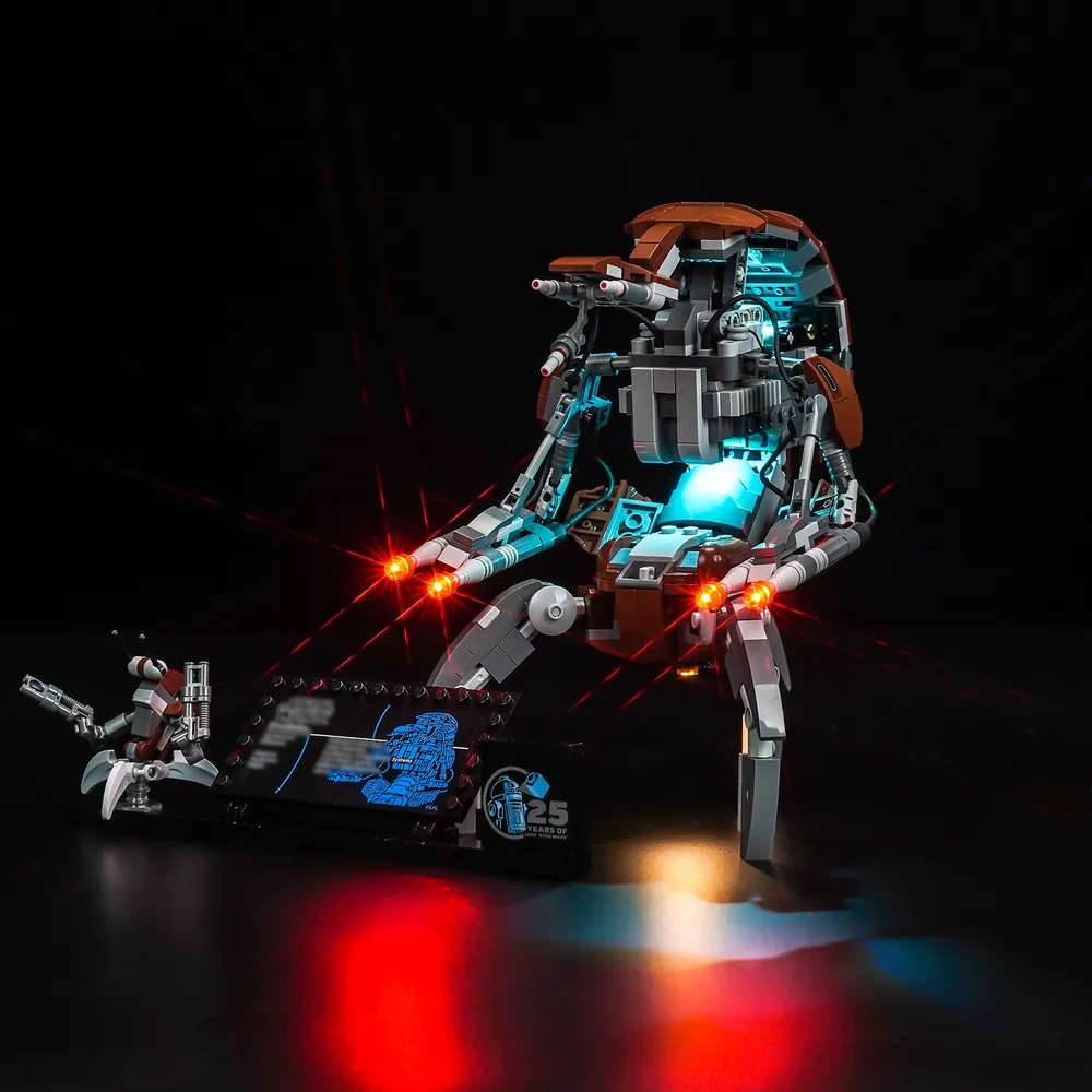 BrickBling LED kit for LEGO Droideka 75381 lighting up twin blasters