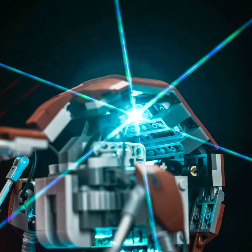 Close-up of BrickBling micro-LEDs on Droideka's dome