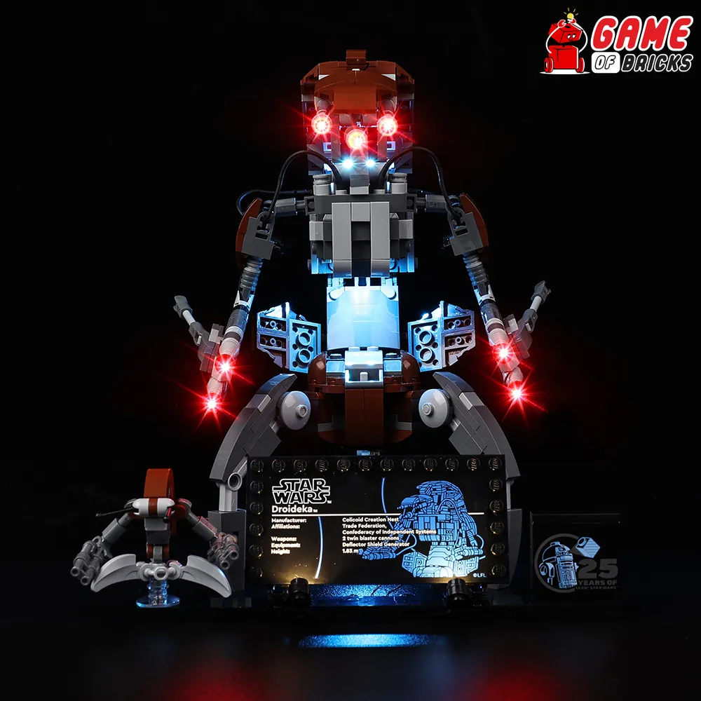 Game of Bricks LED kit for LEGO Droideka 75381 illuminating torso and legs