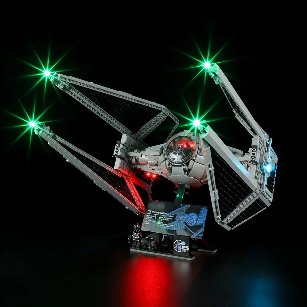 Lightailing light kit for LEGO TIE Interceptor 75382 with pre-soldered harness