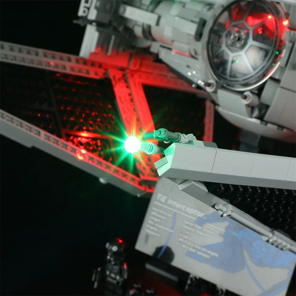 LEGO TIE Interceptor with Lightailing lights installed