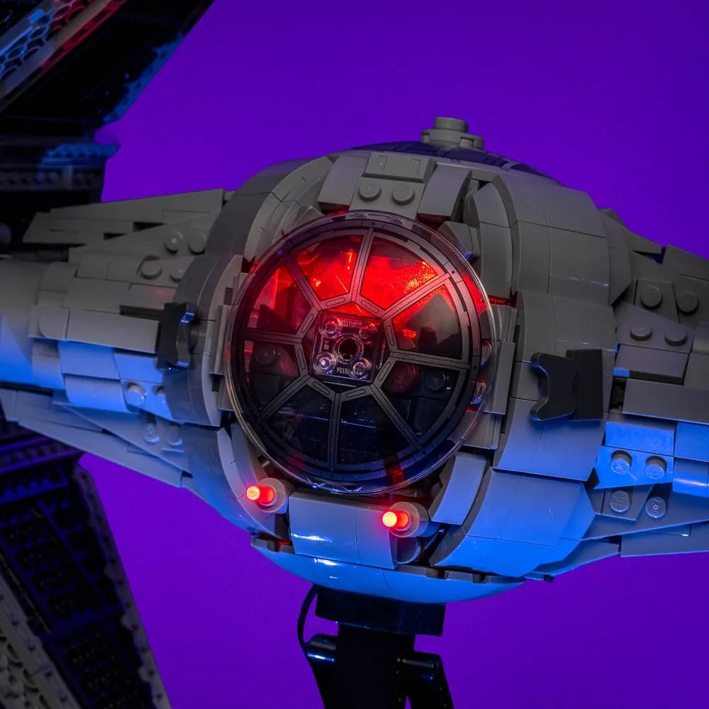 Close-up of remote control for TIE Interceptor light kit