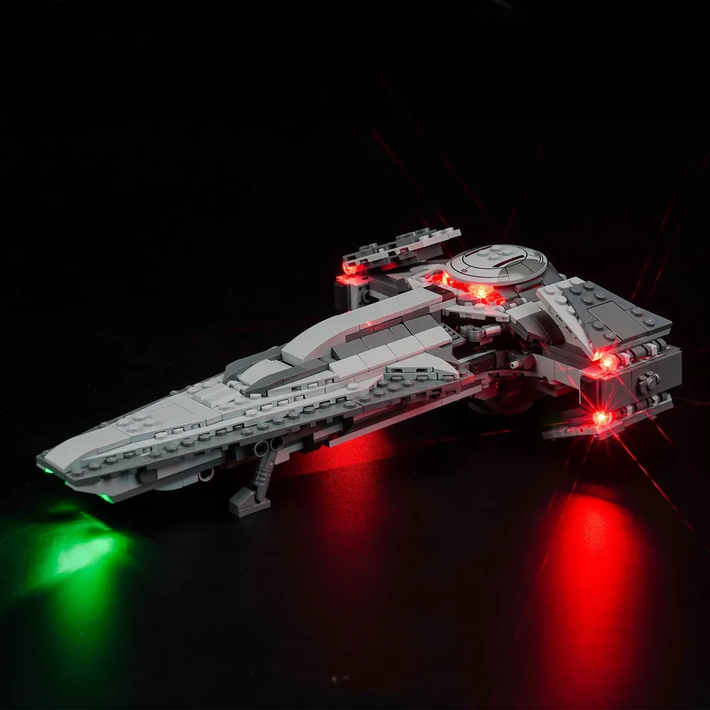BrickBling LED kit for LEGO 75383 illuminates the Sith Infiltrator's cockpit