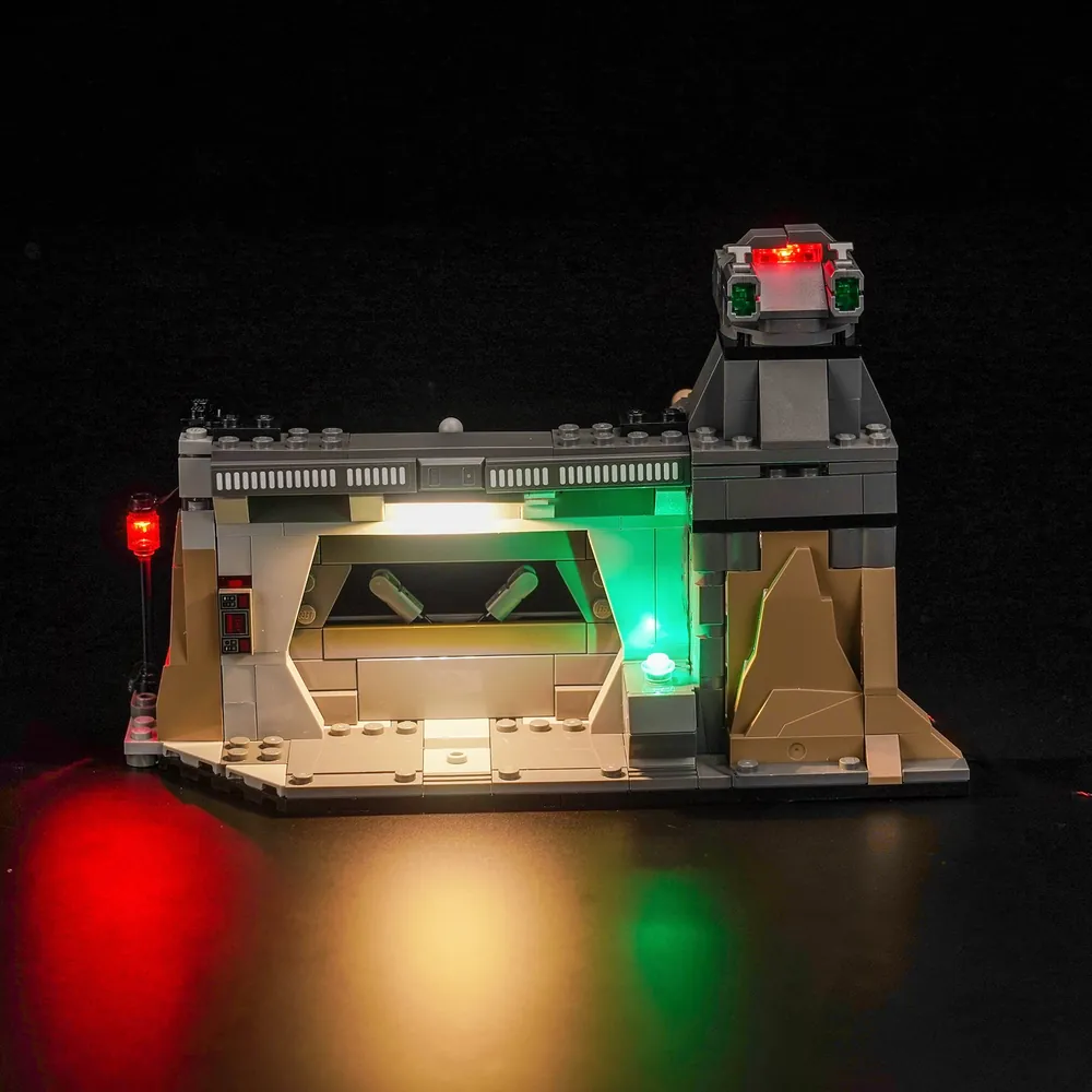 BrickBling LED kit for LEGO 75386 illuminating the Paz Vizsla and Moff Gideon battle