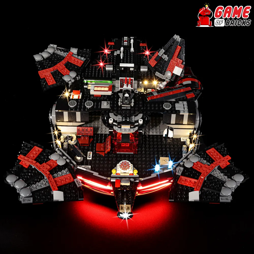 Game of Bricks lighting for The Dark Falcon 75389 focusing on cannons and engines