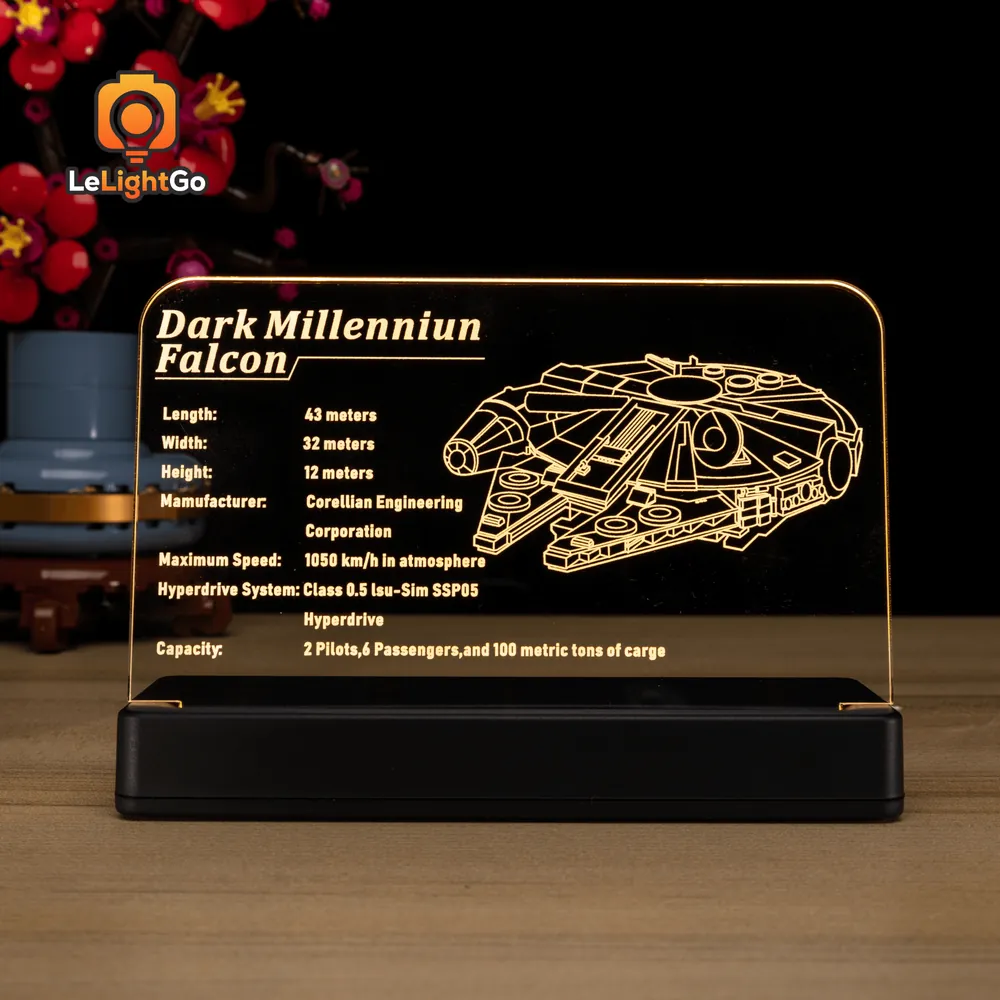 LeLightGo LED nameplate for LEGO Star Wars The Dark Falcon 75389