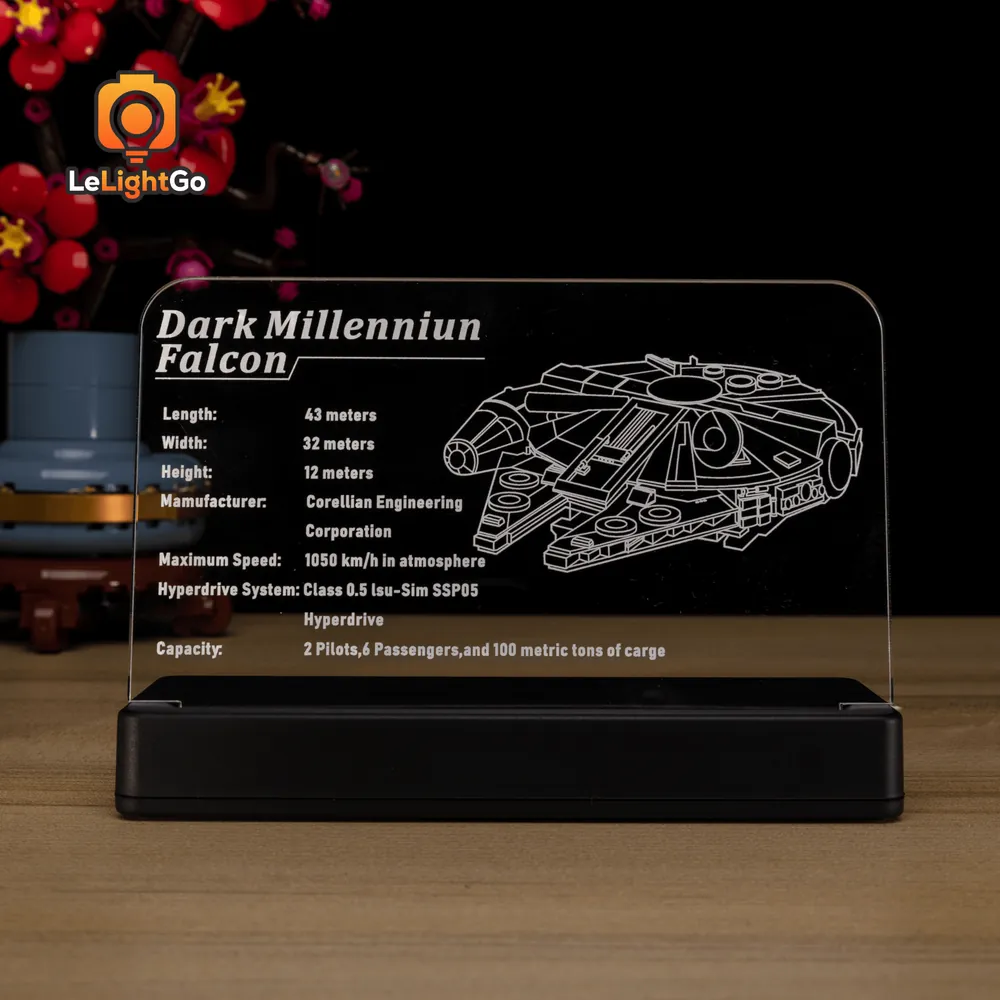 LeLightGo budget lighting for The Dark Falcon 75389 set display