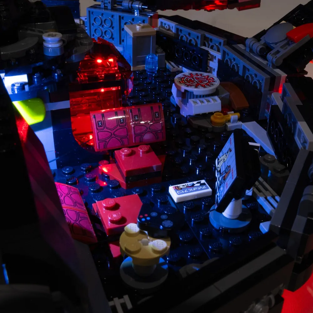 LightMyBricks lighting for The Dark Falcon 75389 interior and exterior
