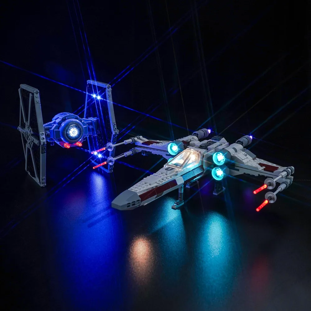 BrickBling light kit for LEGO Star Wars 75393 showing glowing engines and cockpit