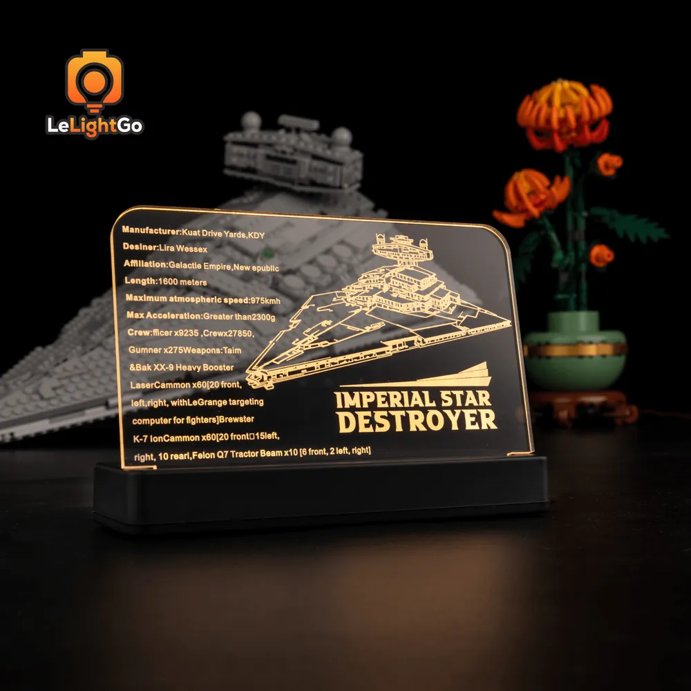 LeLightGo modular micro-LEDs attached to the Imperial Star Destroyer nameplate