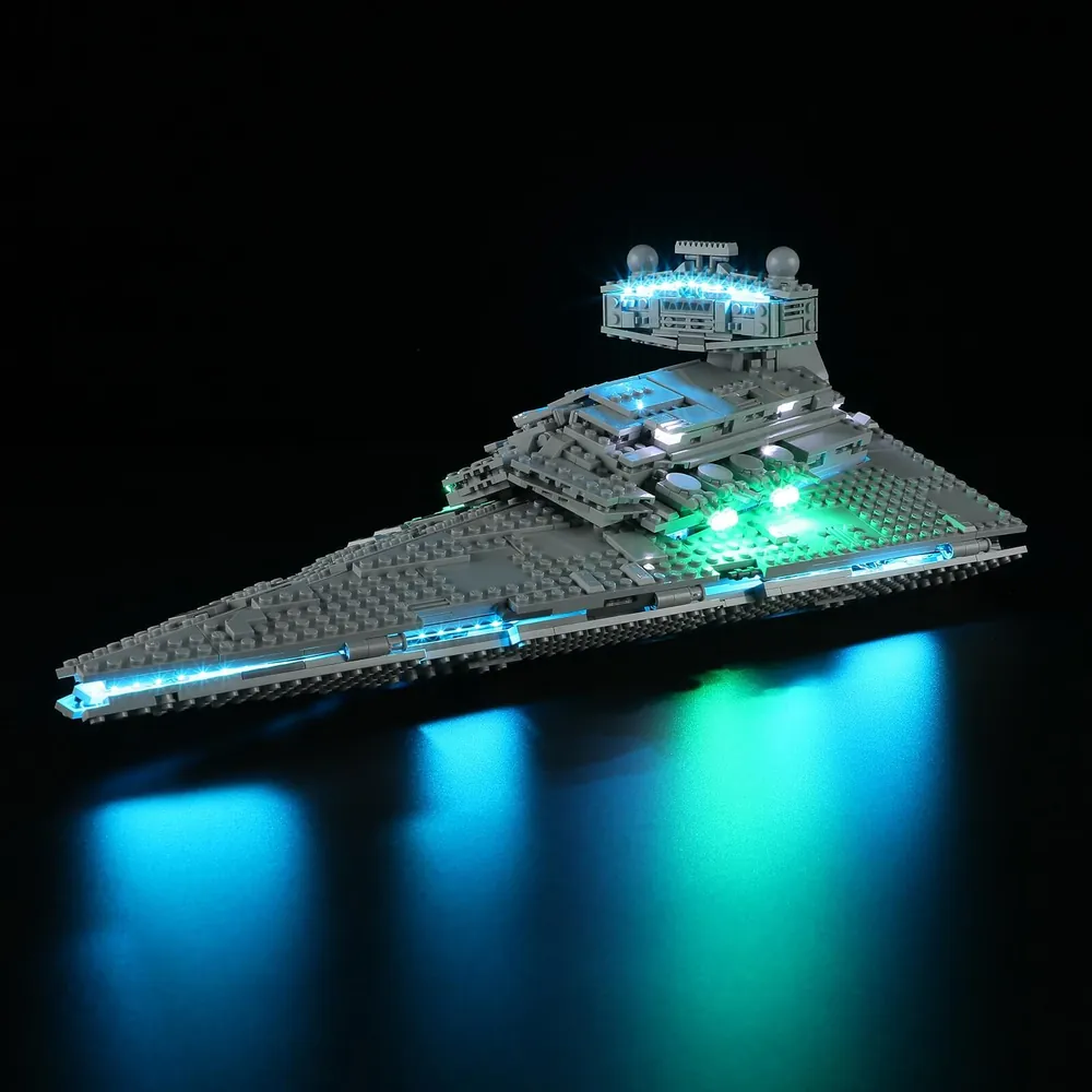 Lightailing pre-soldered harness lighting the Imperial Star Destroyer 75394 bridge