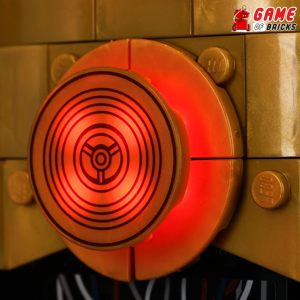 Game of Bricks LED kit illuminating C-3PO's chest and legs