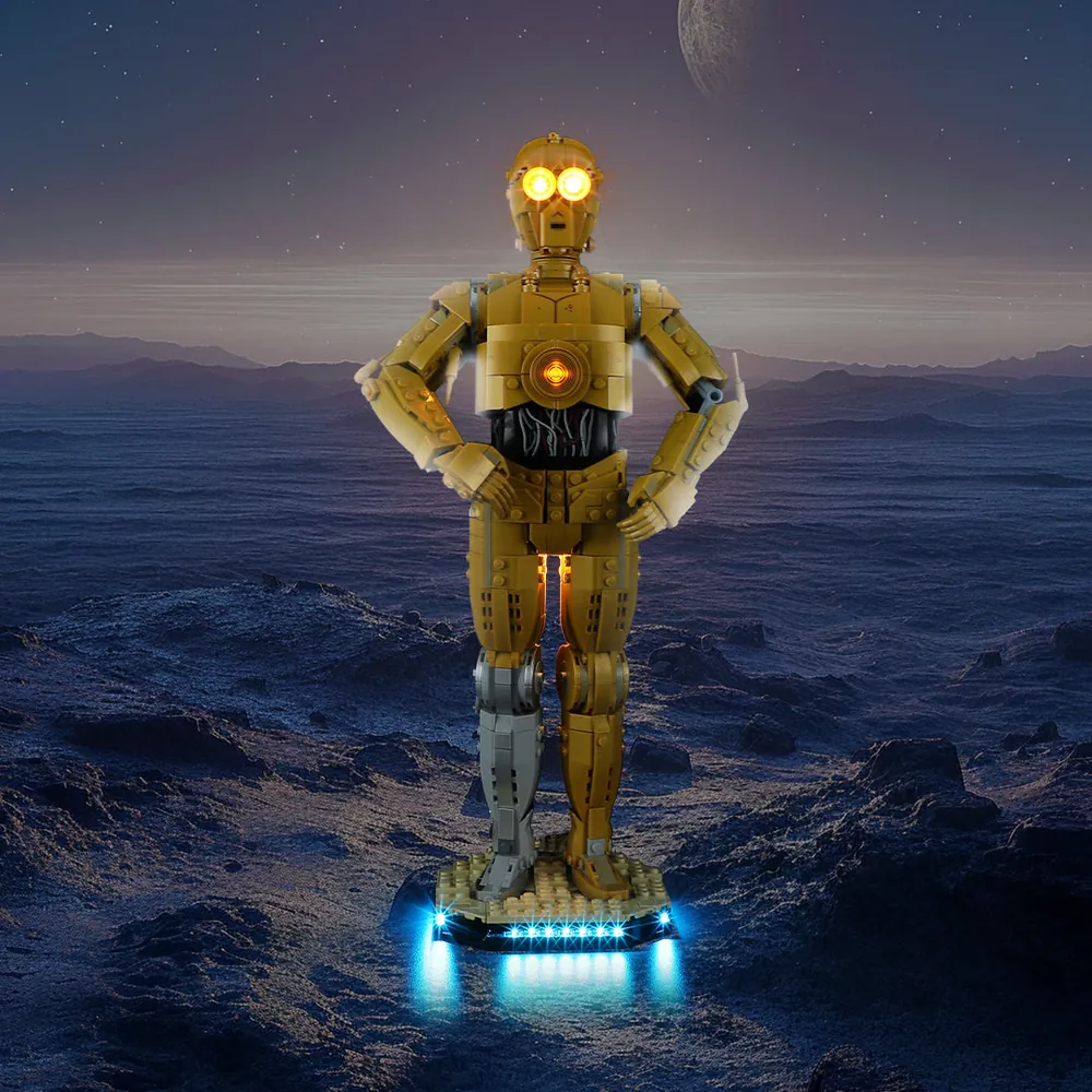 Lightailing Briksmax LED kit for LEGO C-3PO 75398 with pre-soldered harness