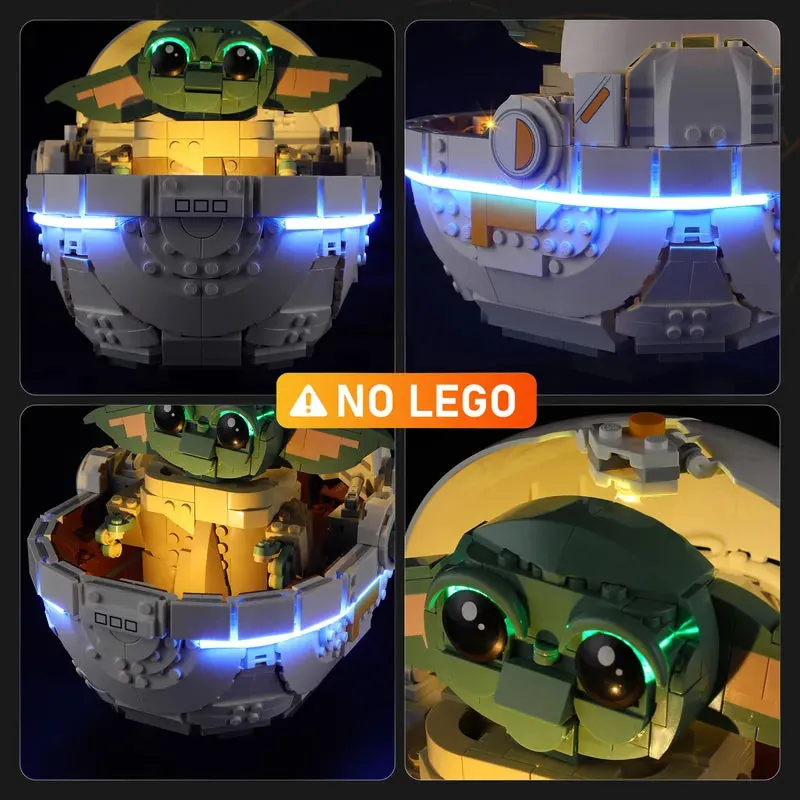 Lightailing integrated harness inside LEGO Grogu pram