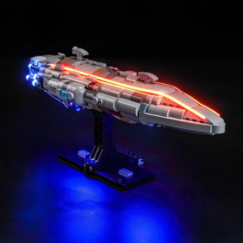 BrickBling LED kit for LEGO Home One Starcruiser 75405 highlighting hull contours