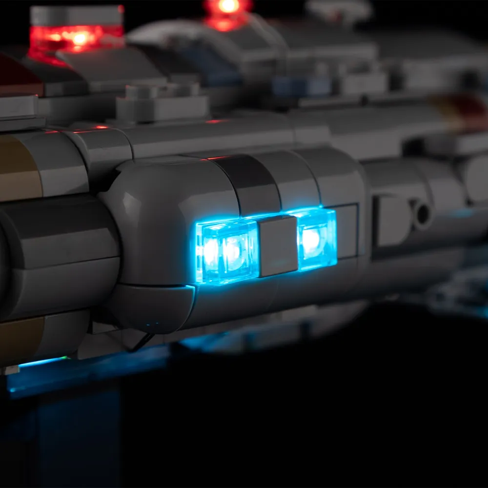 Game of Bricks light kit for Star Wars 75405 emphasizing engine glow