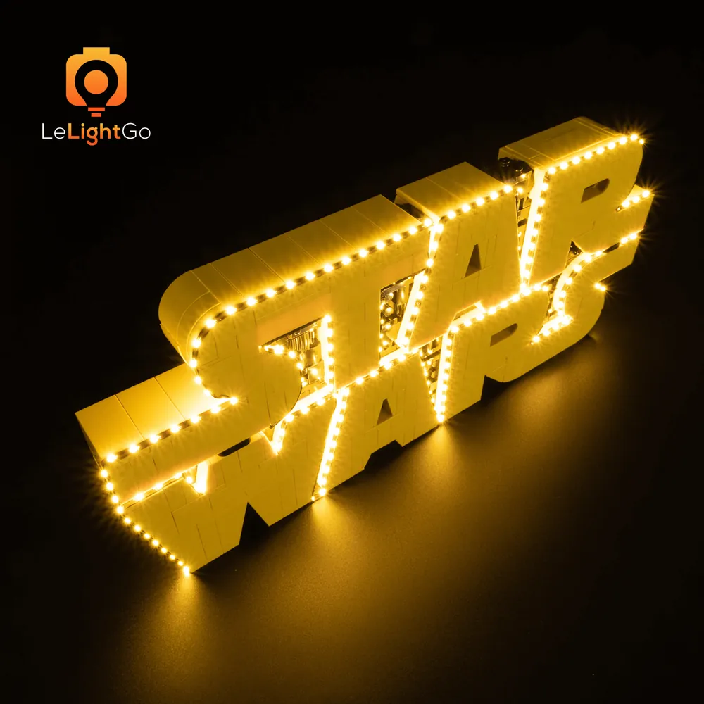LEGO Star Wars Logo 75407 with LeLightGo LED kit on a shelf