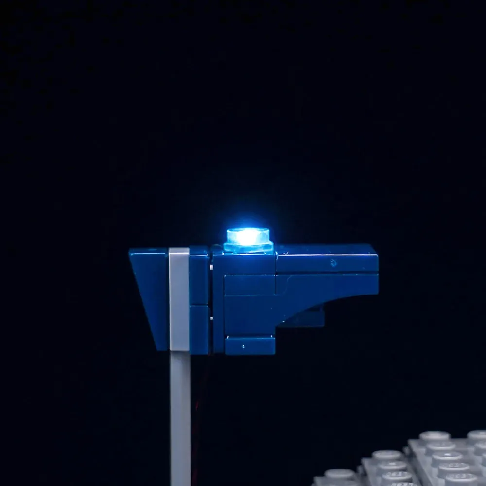 Jango Fett Helmet display with BrickBling light kit in classic mode