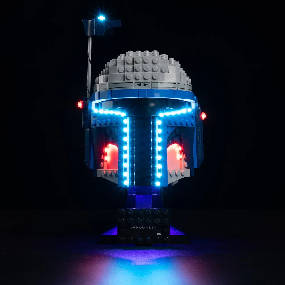 Game of Bricks light kit on LEGO Jango Fett Helmet with expansion boards