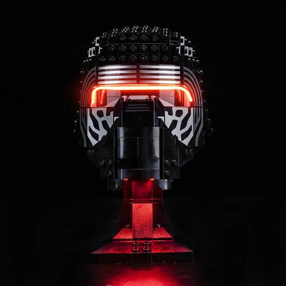 BrickBling light kit for LEGO Kylo Ren Helmet 75415 showing micro LEDs and multiple variants