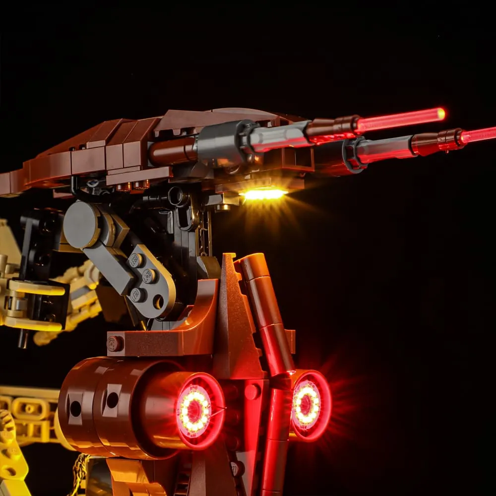 Lightailing lighting kit installed on LEGO 75428 showing bright engine and sensor lights