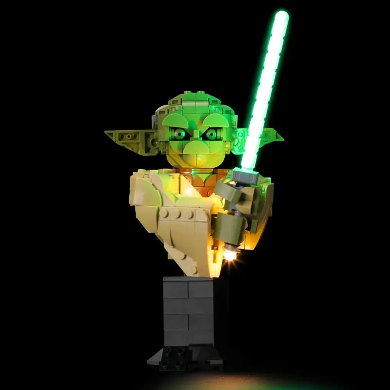 Lightailing illuminated Yoda bust in display