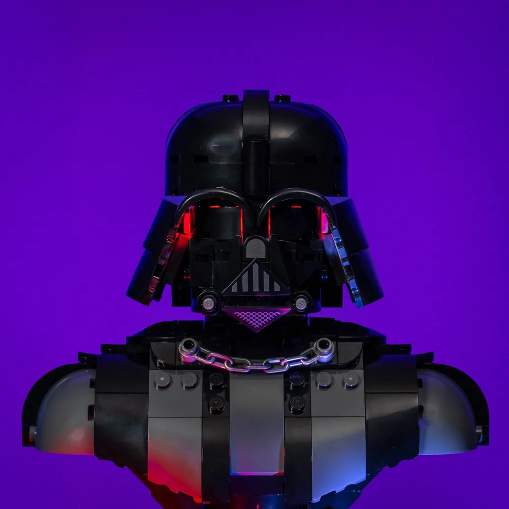 LightMyBricks LEDs enhancing Darth Vader Bust 75439