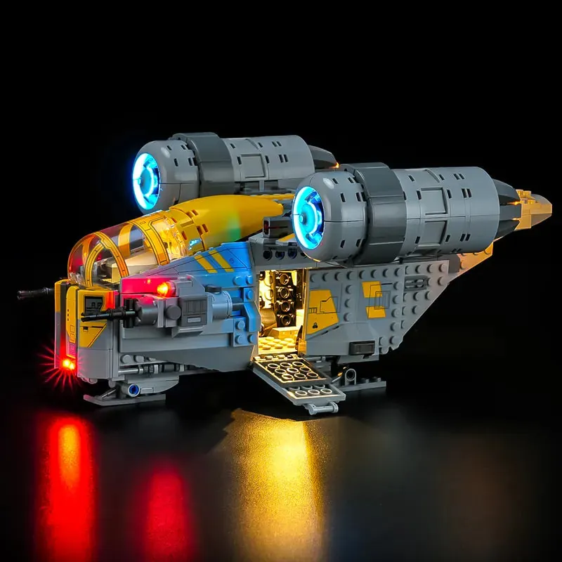Lightailing light kit for LEGO Star Wars The Razor Crest 75447 with pre-soldered harness highlighting key areas