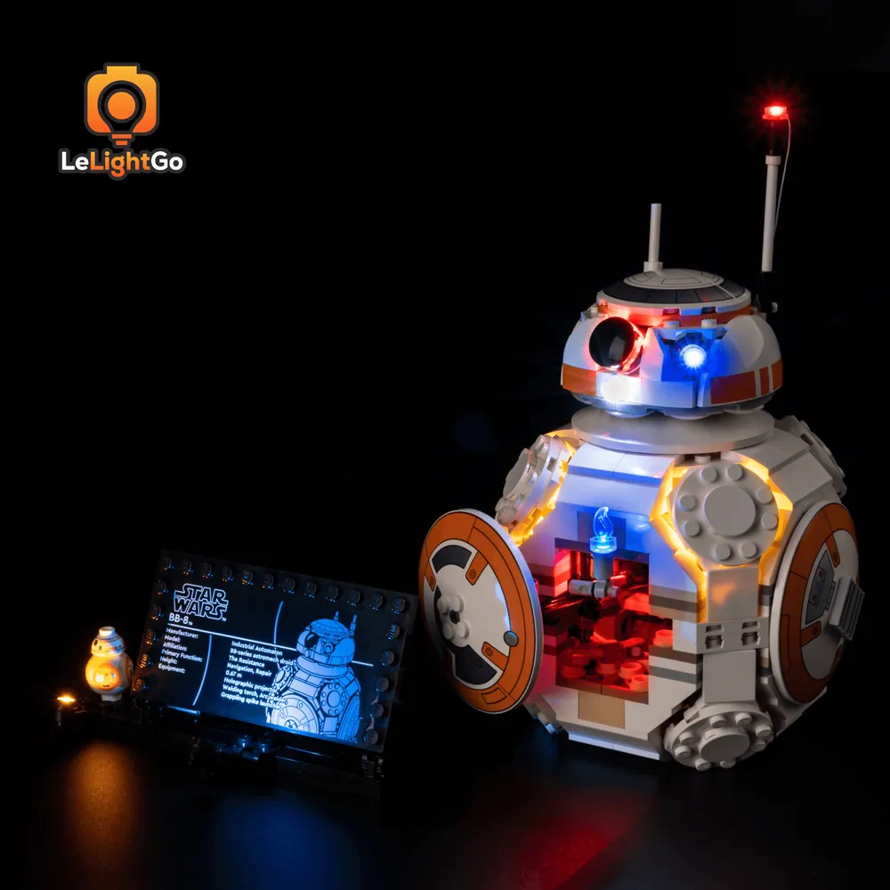 LeLightGo LED kit for LEGO BB-8 75452 with touch and sound variants