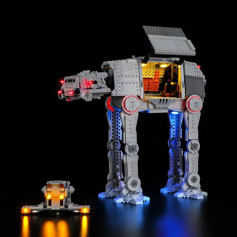 LEGO Imperial Remnant AT-AT with INT-4 75454 lighting kit by Briksmax, spotlight on cockpit and troop bay