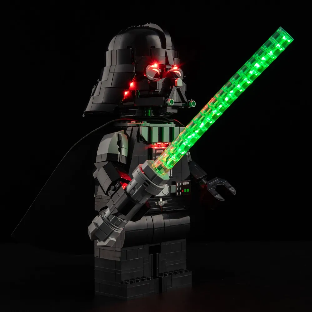 Game of Bricks illuminated Darth Vader with enhanced base glow