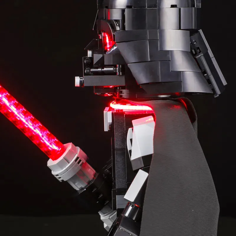 Close-up of Lightailing pre-soldered harness on LEGO 75461 showing cable management