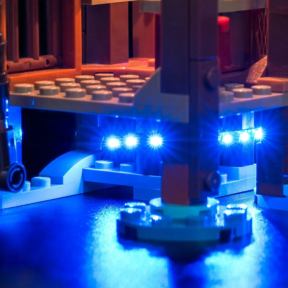 BrickBling kit illuminating Windmill Village Hut interior