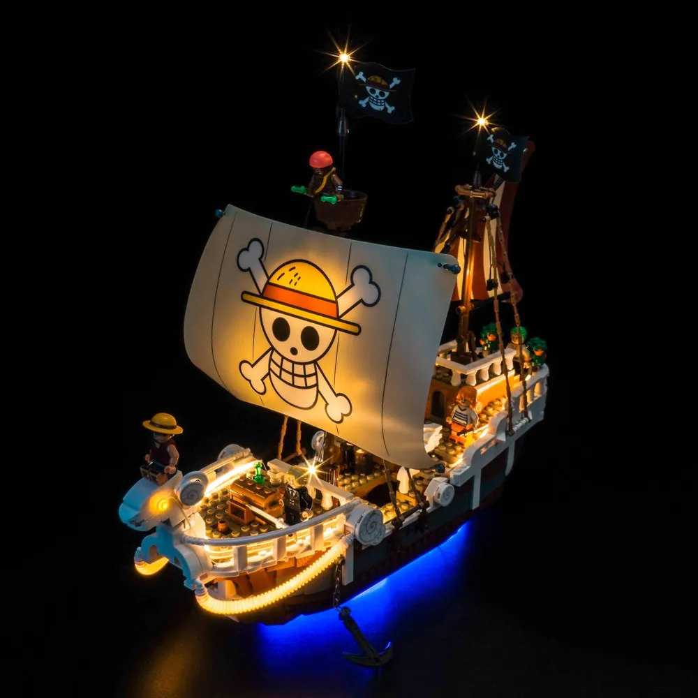 BrickBling LED kit for LEGO Going Merry Pirate Ship 75639 illuminating the sail and deck
