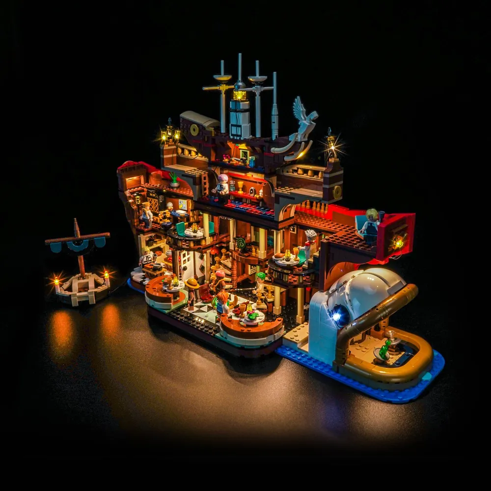 BrickBling light kit illuminating LEGO Baratie restaurant