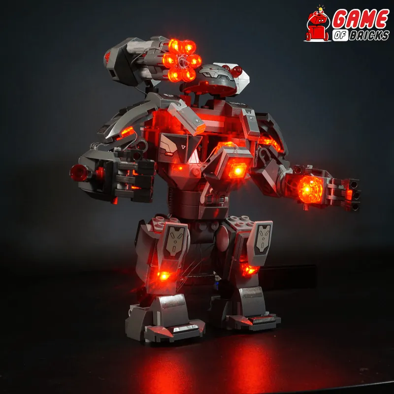 War Machine Buster 76124 glowing in a dark display case