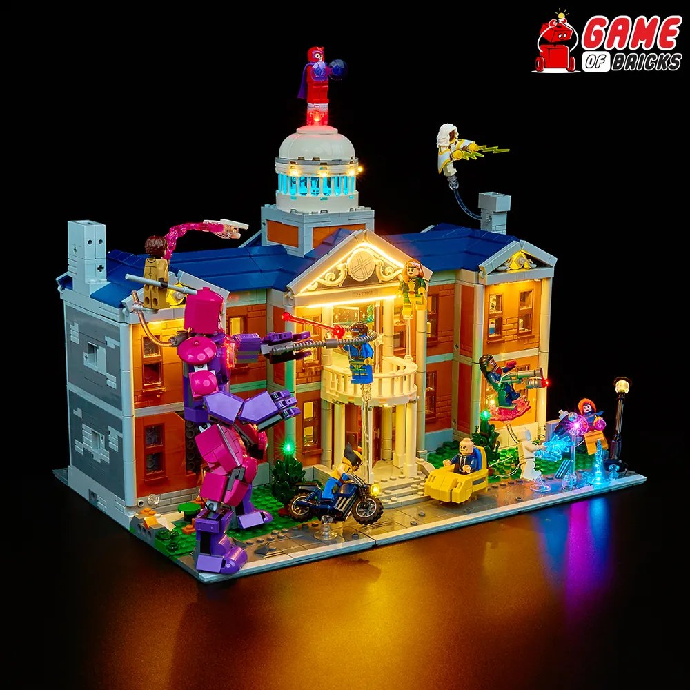 LEGO 76294 with Game of Bricks modular light system in a darkened room